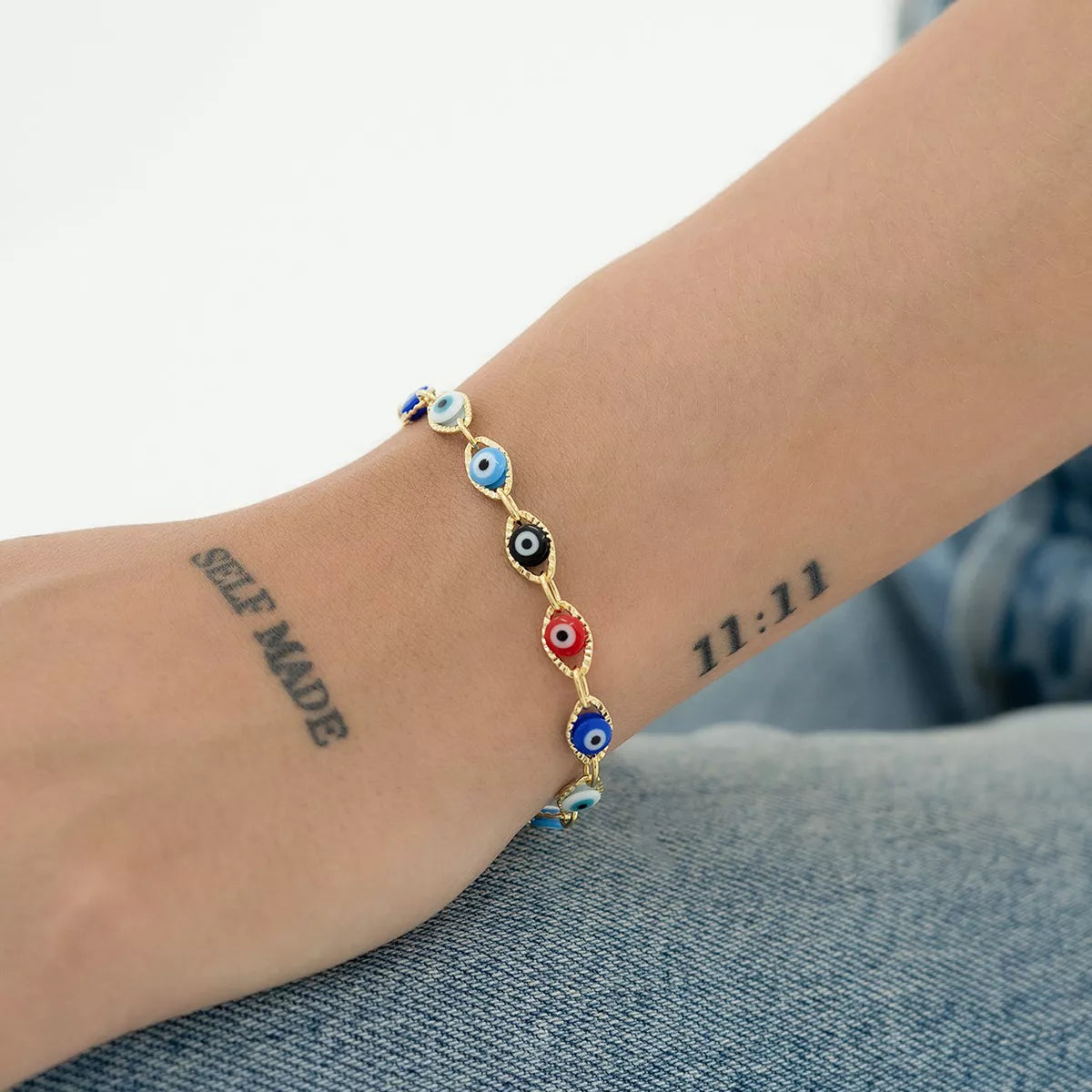 PULSERA OJO TURCO MULTICOLOR 16.5CM + EXTENSOR