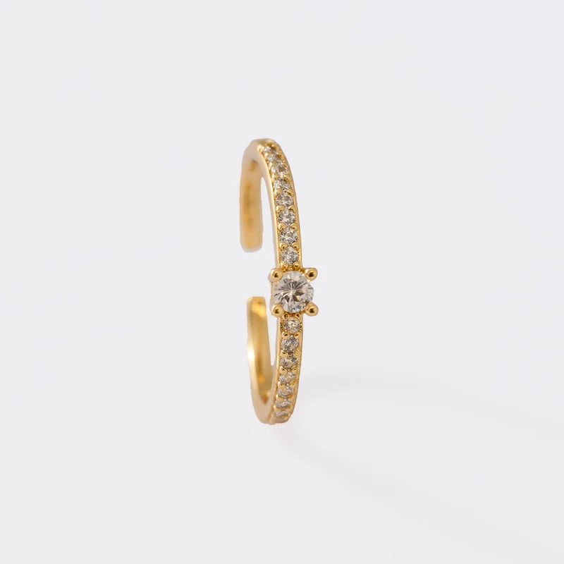 Anillo Gema Cristal o Verde Ajustable