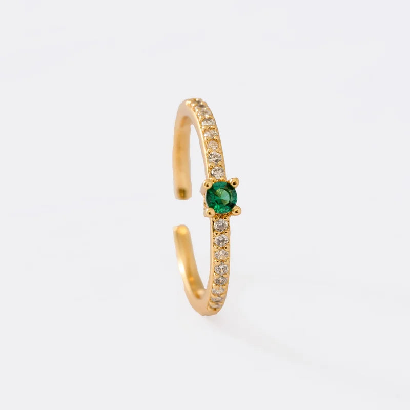 Anillo Gema Cristal o Verde Ajustable