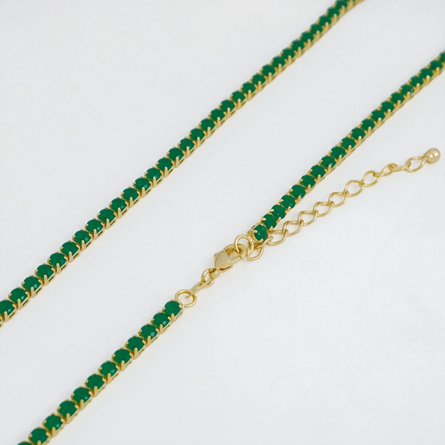 CADENA CIRCON TENNIS AJUSTABLE TONO VERDE ESMERALDA