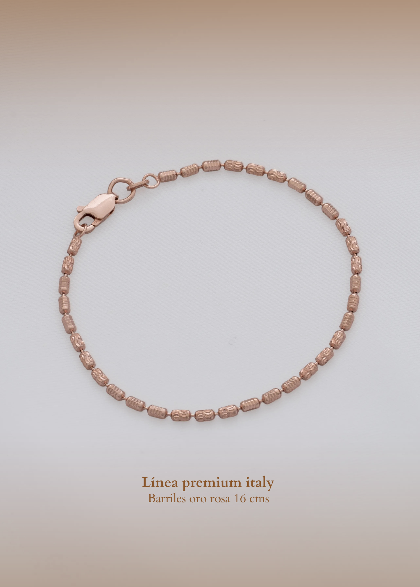 Pulsera Barril italy Oro rosa 16 cms