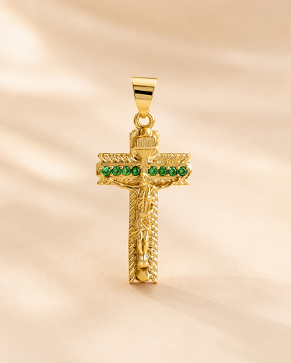 Dije El Señor De los Milagros Verde / Cristal