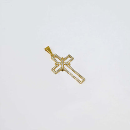 DIJE CRUZ SILUETA CIRCONIAS 3.5 CM