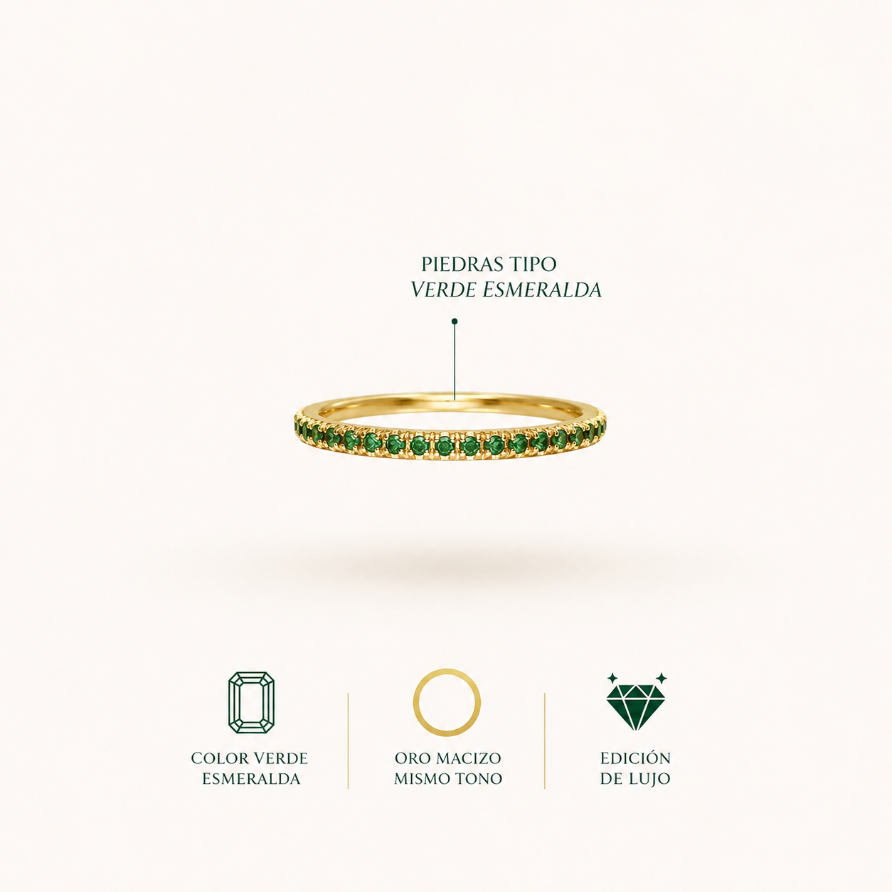 Anillo churumbelo full circonias verde esmeralda