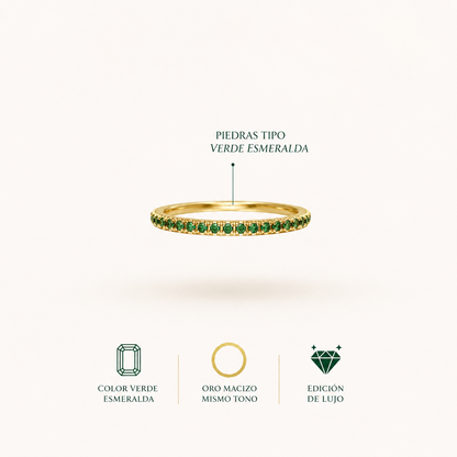 Anillo churumbelo full circonias verde esmeralda