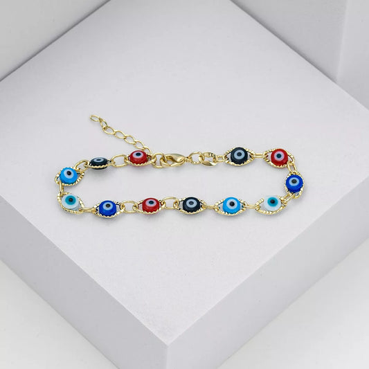 PULSERA OJO TURCO MULTICOLOR 16.5CM + EXTENSOR