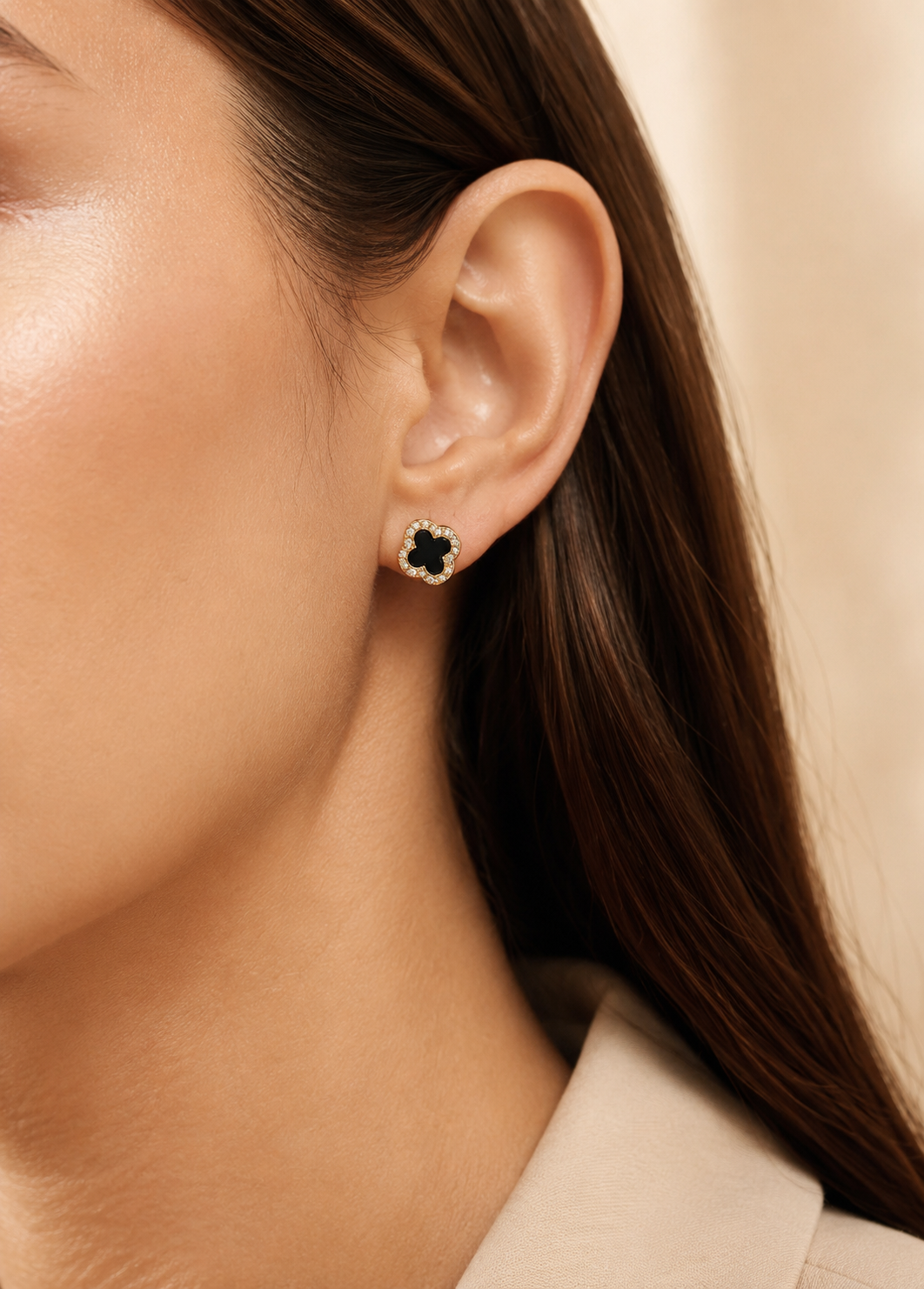 Arete trebol mini circonias
