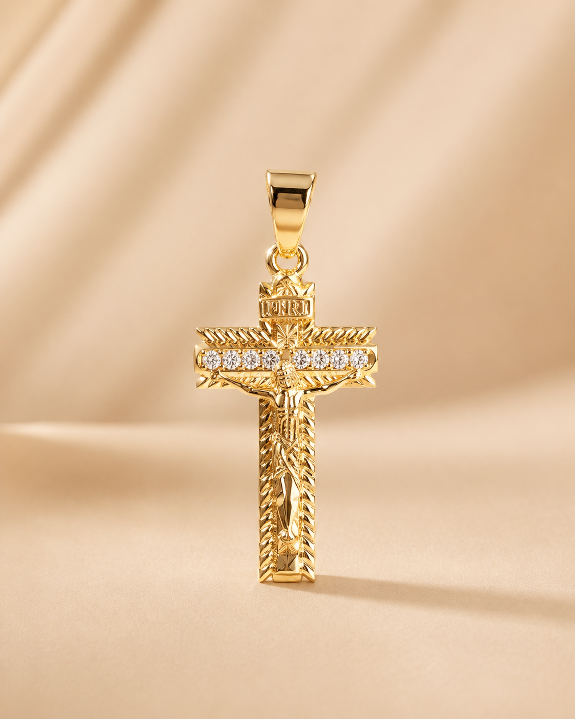 Dije El Señor De los Milagros Verde / Cristal