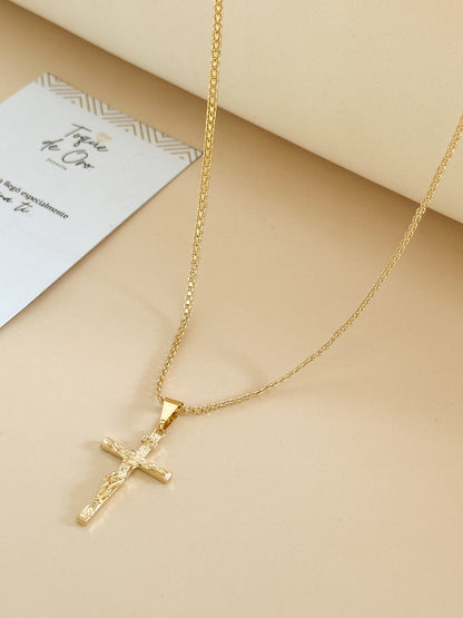 Cadena tejido chino 65cms + Cristo