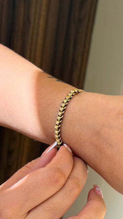Pulsera doble tejido Diamantada / balin 5mm