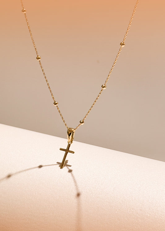 Cadena Celestial 44 cms + Cruz lisa 1 cm