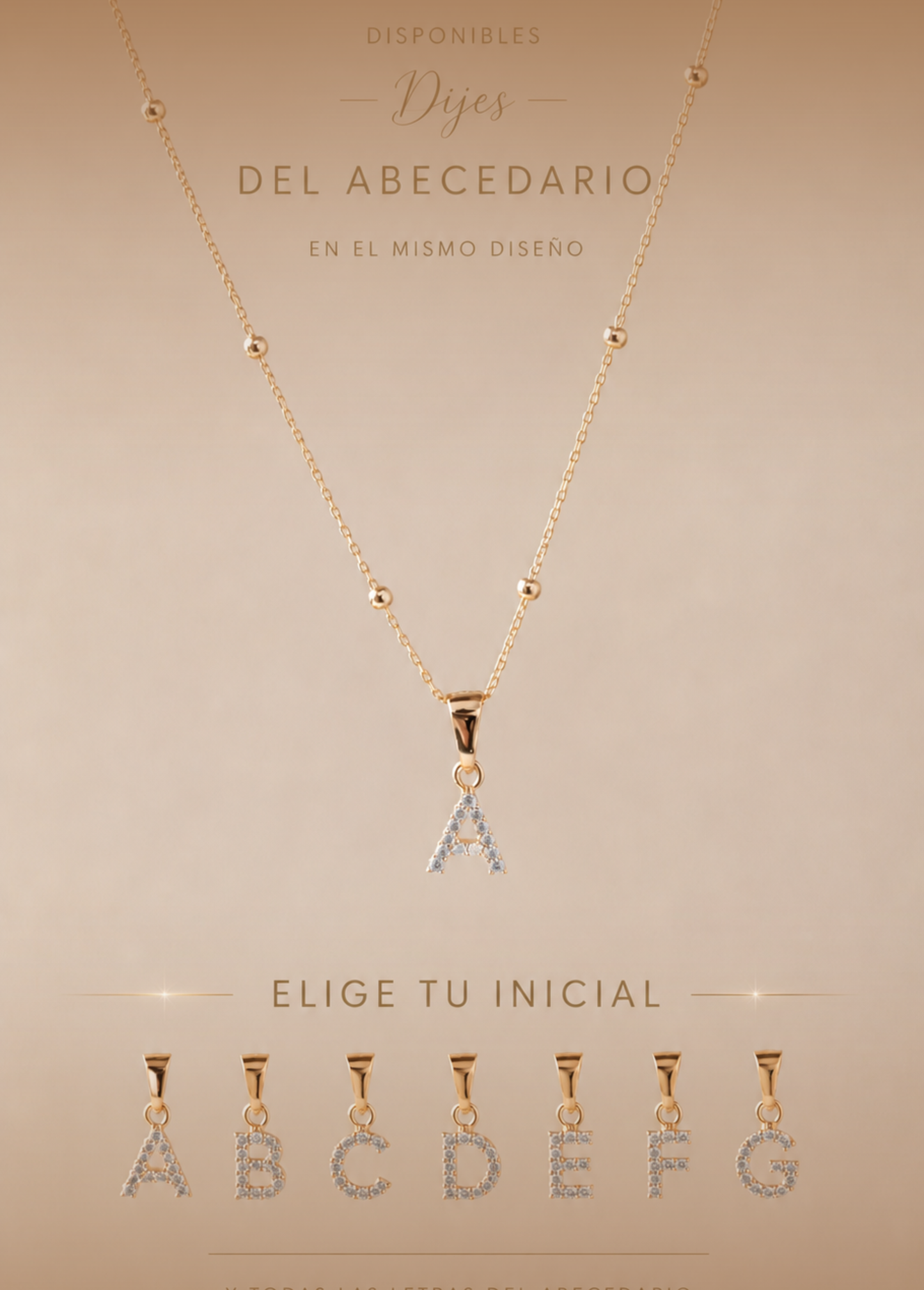Cadena 45cm + Dije Letra inicial