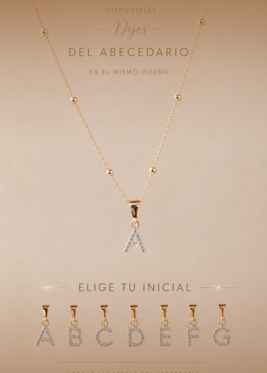 Cadena 45cm + Dije Letra inicial