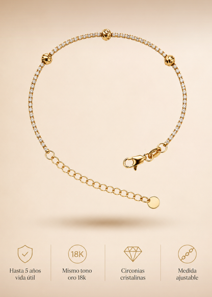 Pulsera Circonias Balin diamantado italy 17 cm + extensor