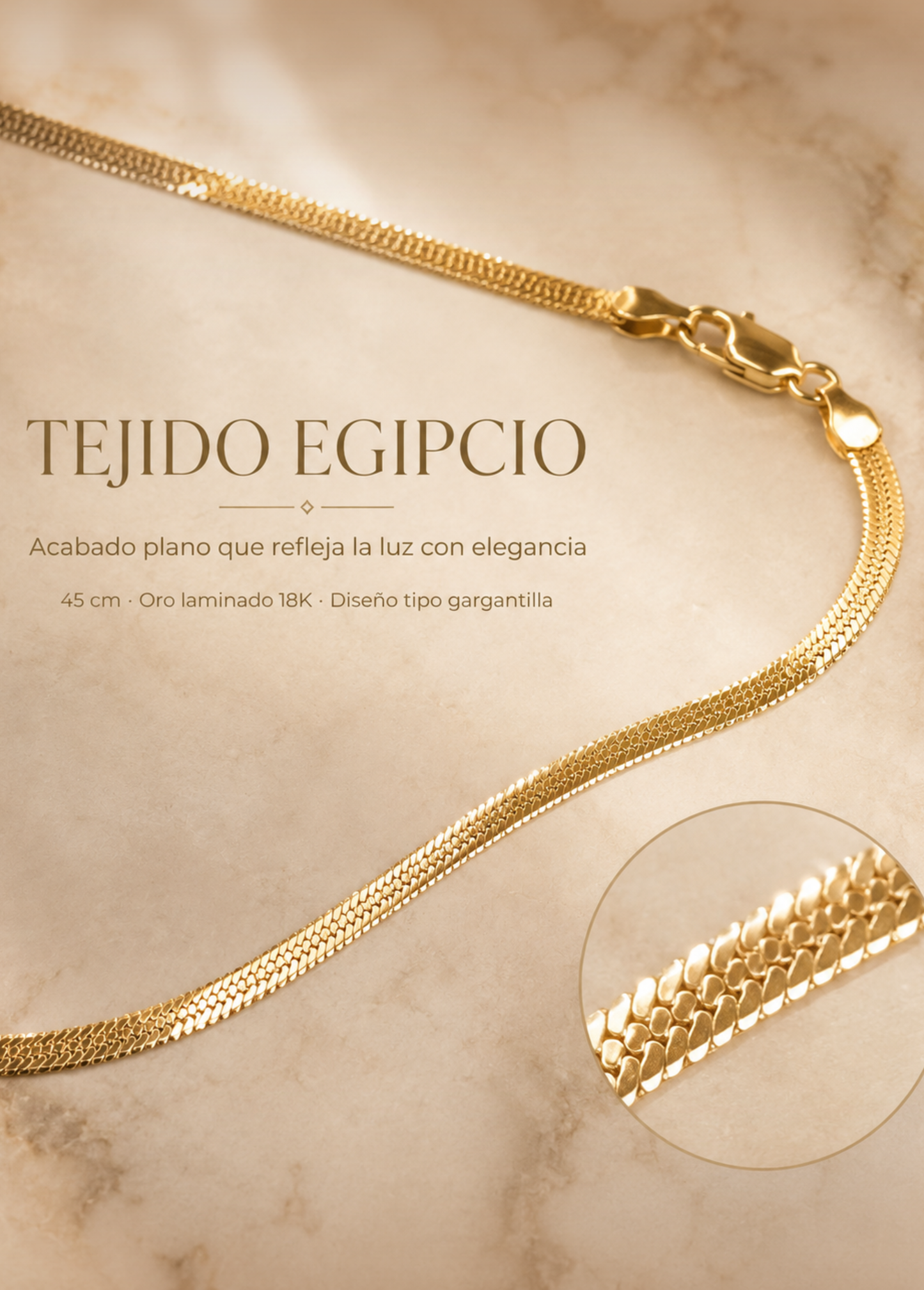 Cadena De Lujo Egipcia 45 cms