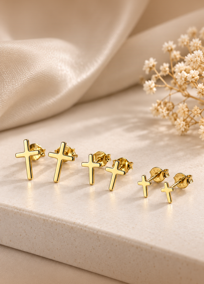 Trio Aretes Cruz X 3
