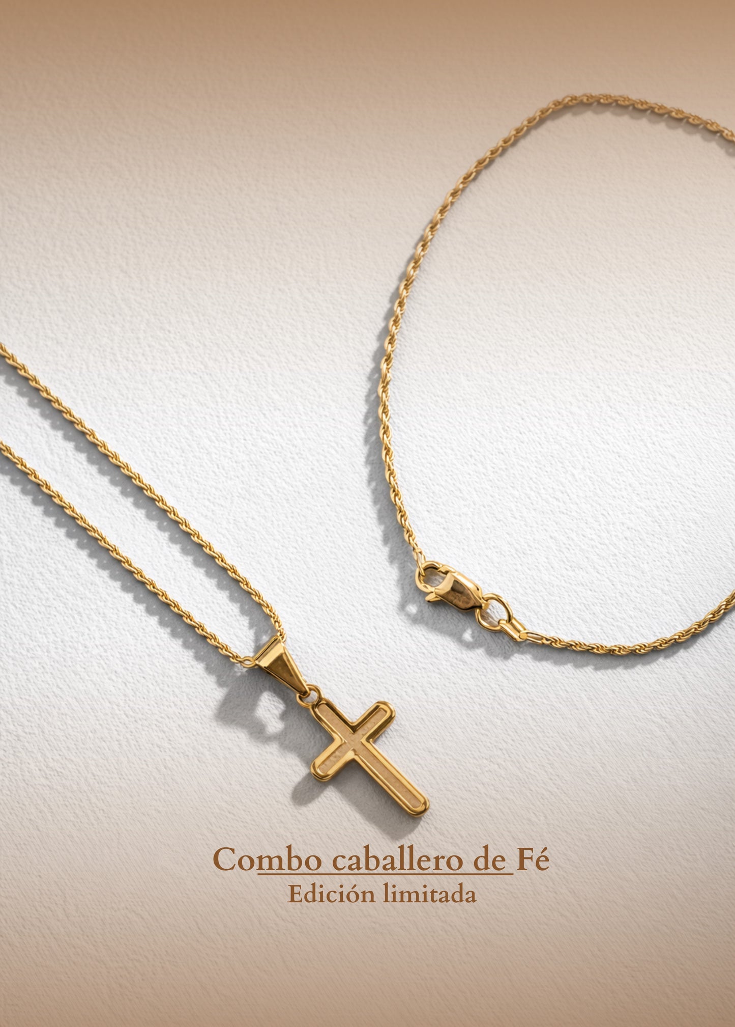 Combo Caballero / Cadena lazo  + Cruz + Pulsera