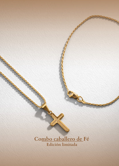 Combo Caballero / Cadena lazo  + Cruz + Pulsera