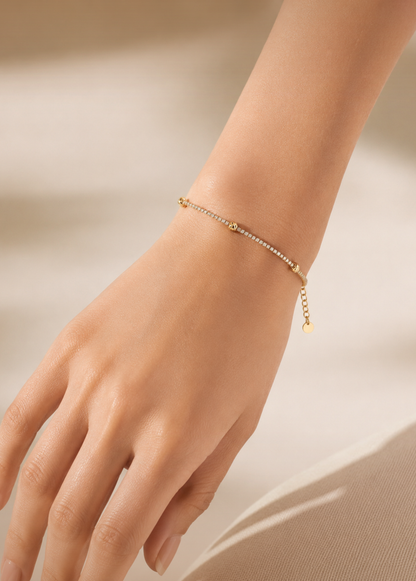 Pulsera Circonias Balin diamantado italy 17 cm + extensor