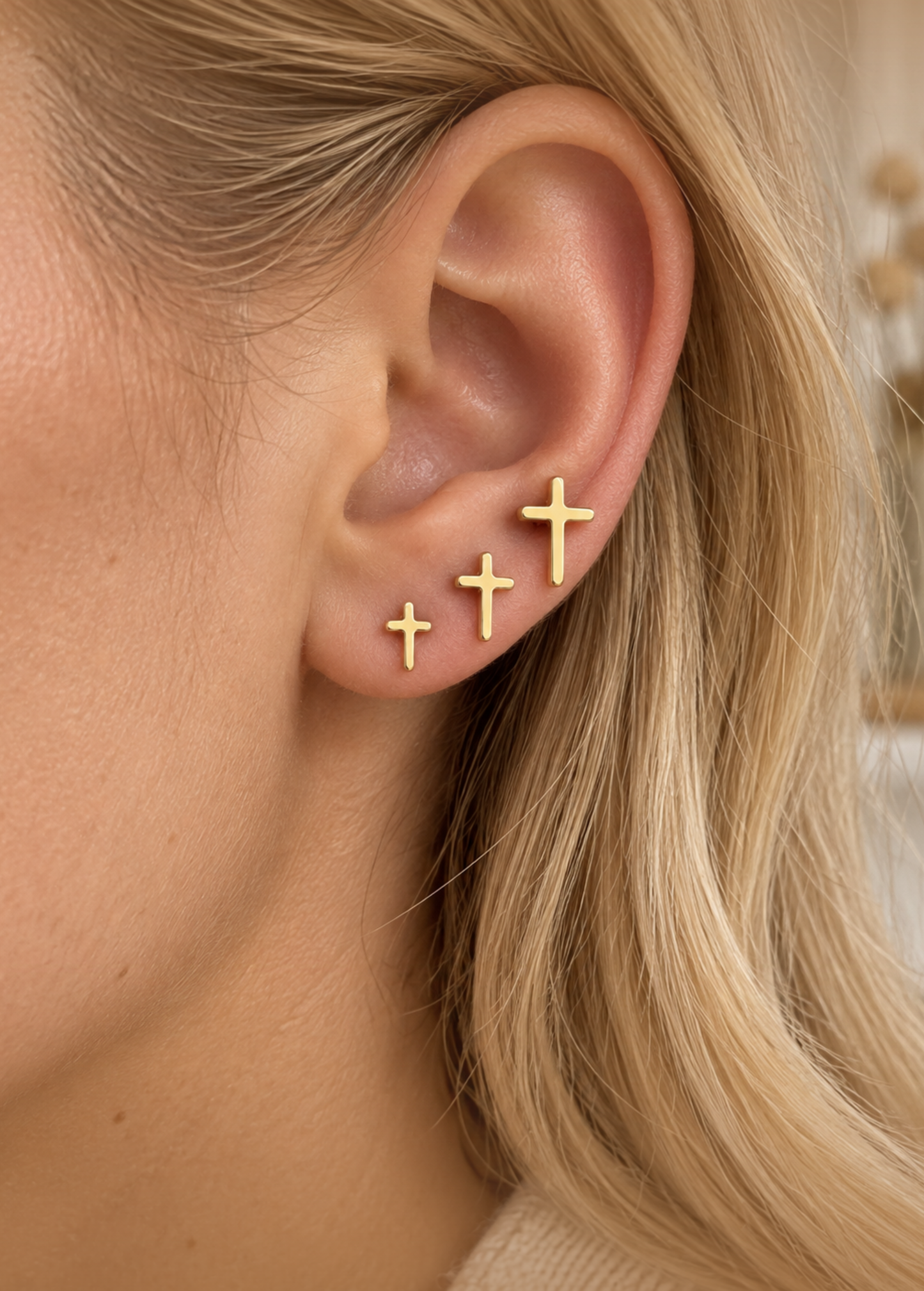 Trio Aretes Cruz X 3