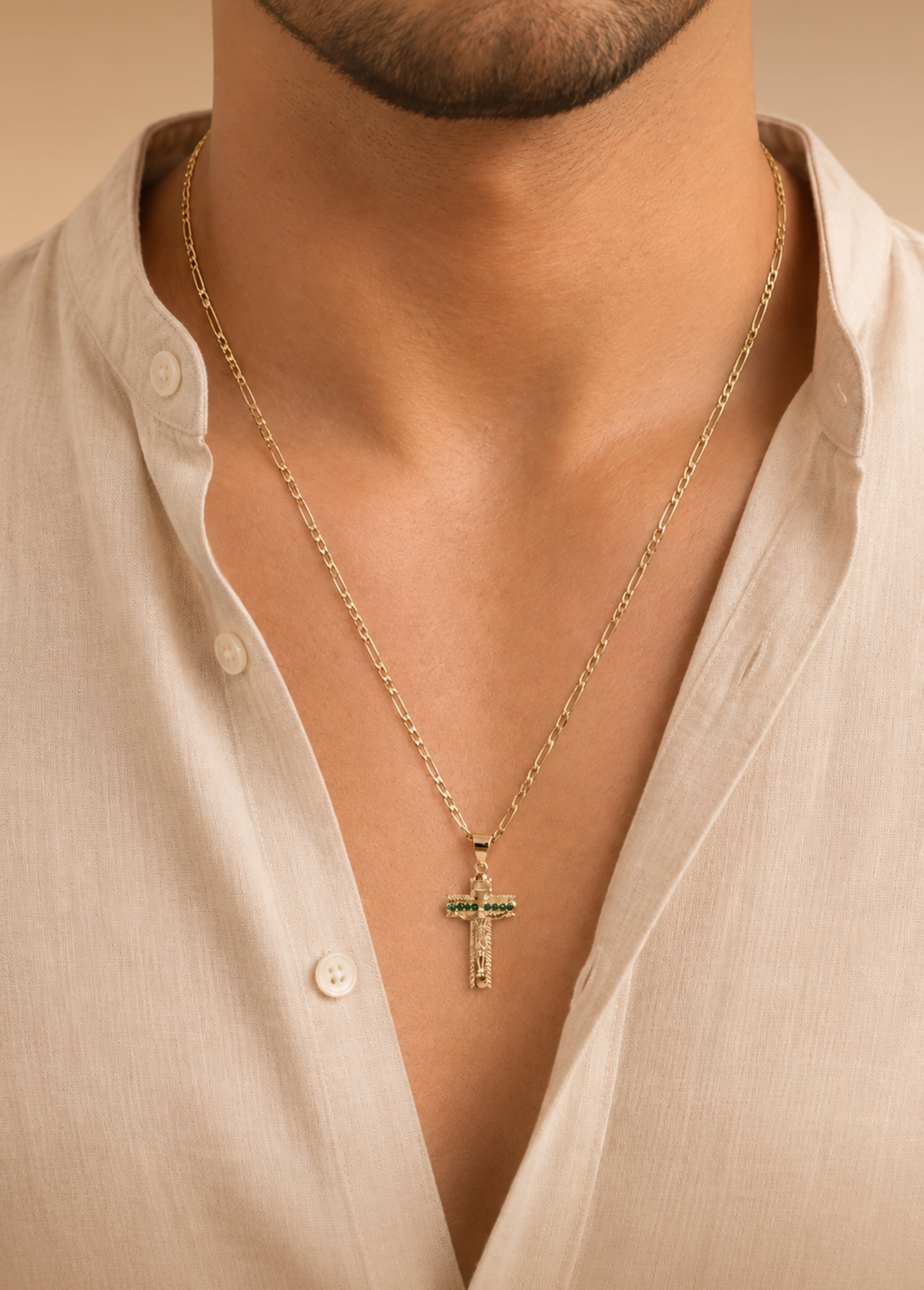 Dije El Señor De los Milagros Verde / Cristal