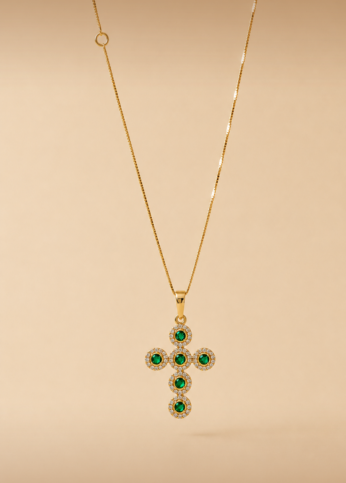 Set veneciana 45cm + Cruz monarca verde esmeralda