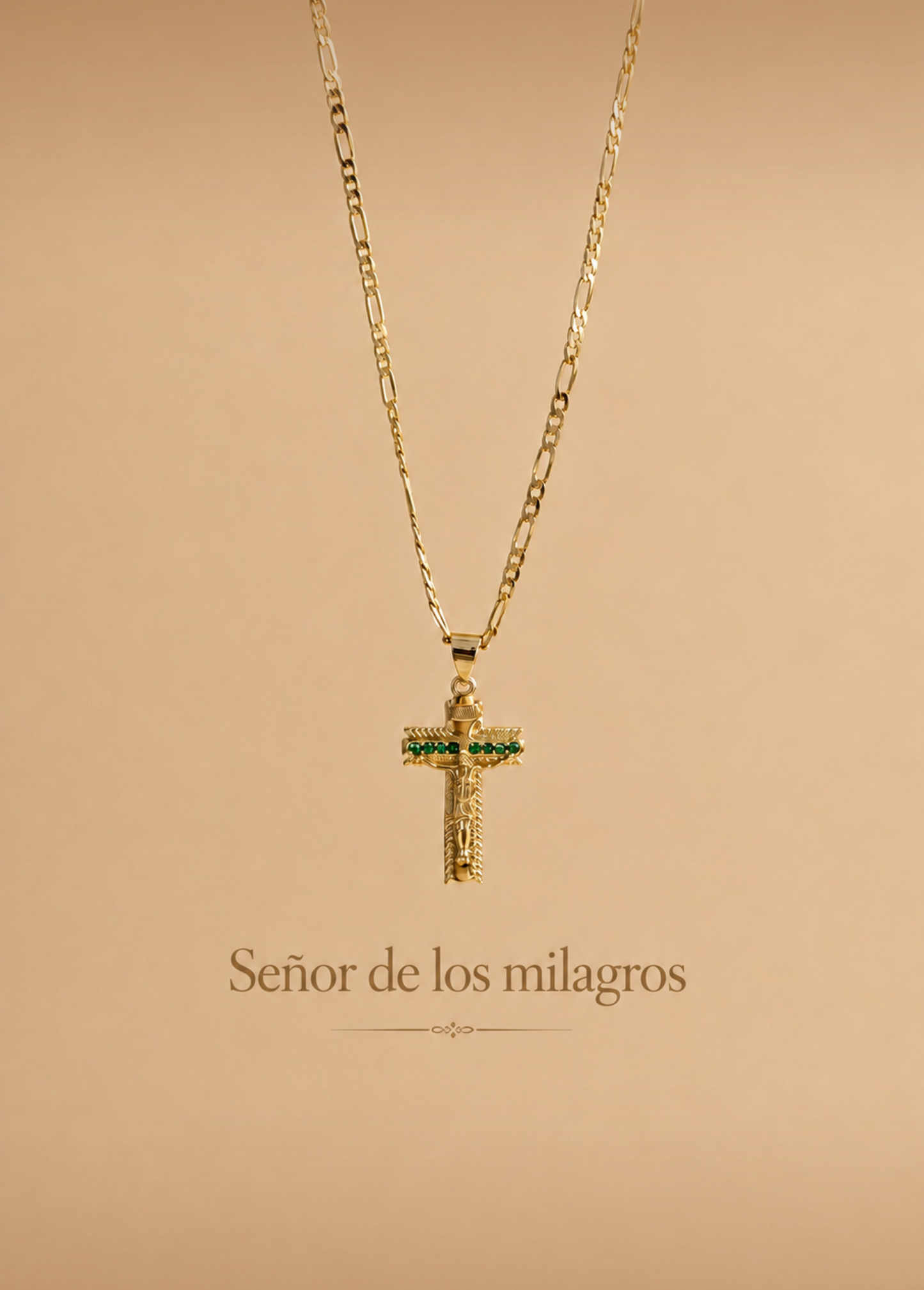Dije El Señor De los Milagros Verde / Cristal