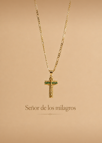 Dije El Señor De los Milagros Verde / Cristal