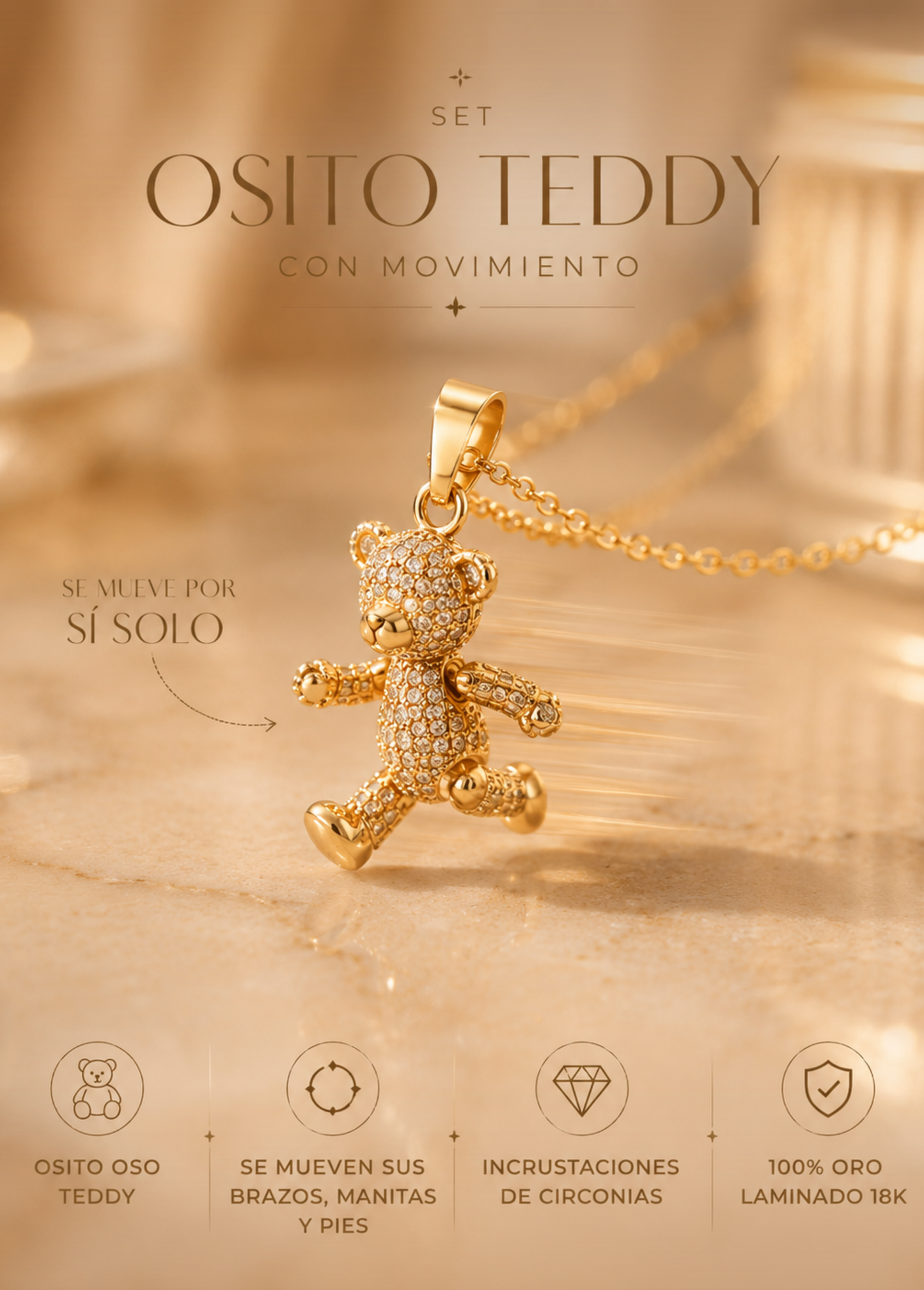 Combo Oso Teddy Premium en Circonias