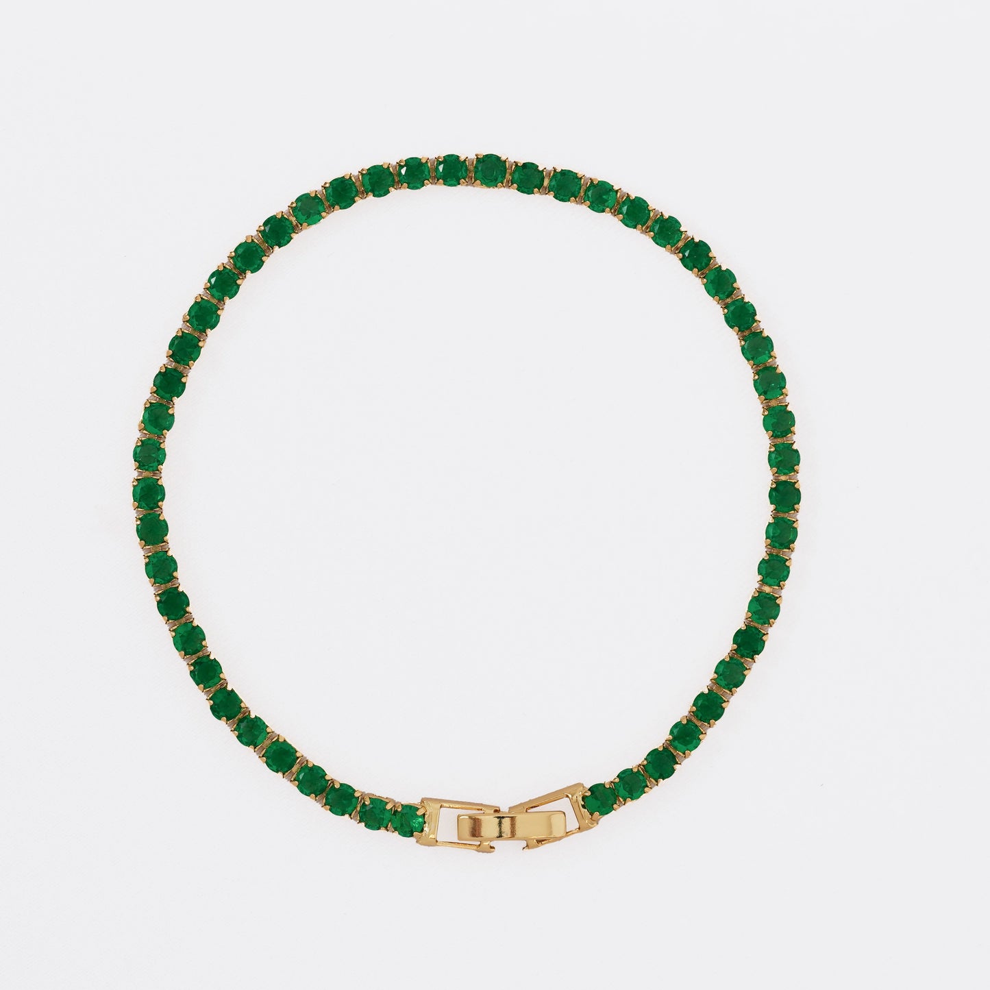 Pulsera Tennis  Verde - Cristal - Negro 20Cms