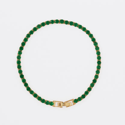 Pulsera Tennis  Verde - Cristal - Negro 20Cms