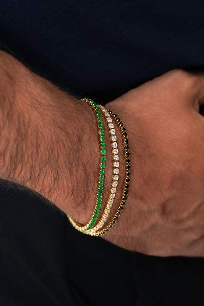 Pulsera Tennis  Verde - Cristal - Negro 20Cms