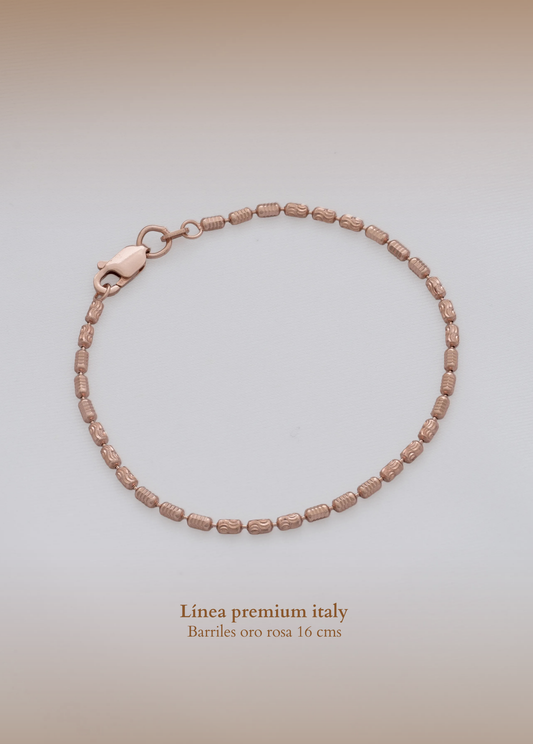 Pulsera Barril italy Oro rosa 16 cms