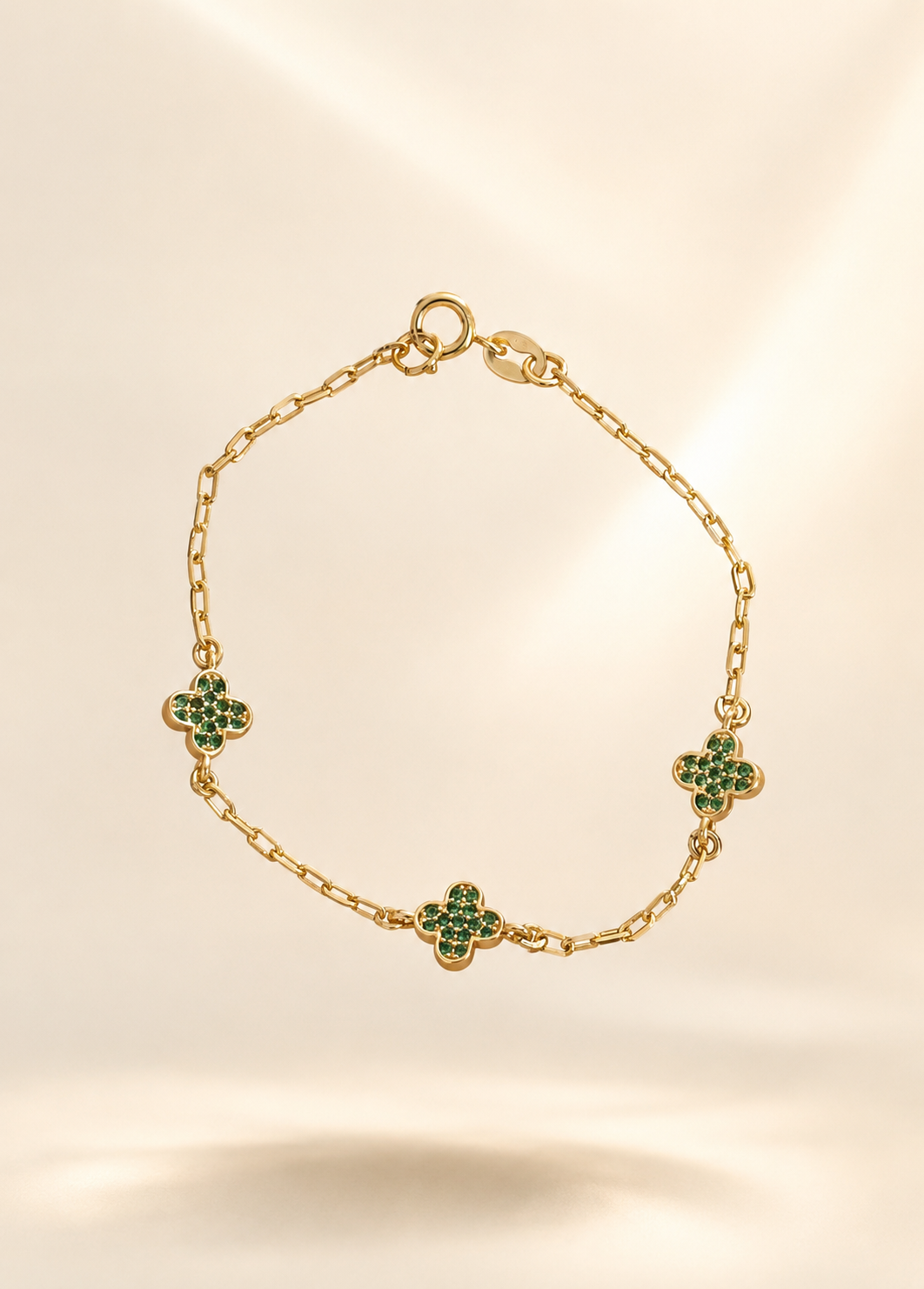 Pulsera de lujo  trebol 17 cm Verde O Cristal