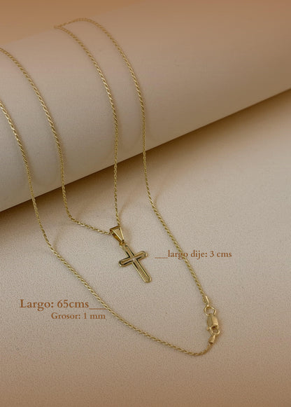 Combo Caballero / Cadena lazo  + Cruz + Pulsera